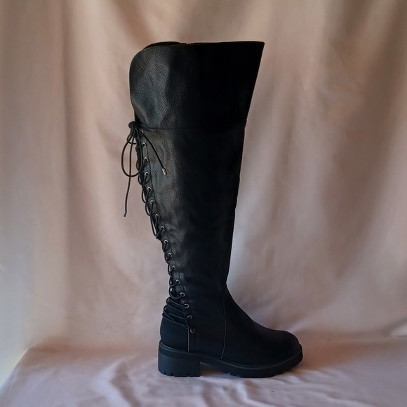 Torrid Corset Back Boots Black Vegan Leather Over The Knee Extra Wide 7.5WW - Picture 5 of 11